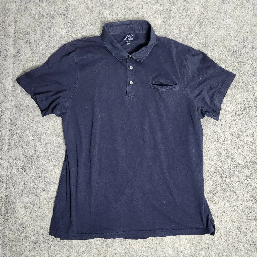 J Crew Polo‎ Golf Shirt Men XXL Solid Navy 100 Pima Cotton Short Sleeve Pullover